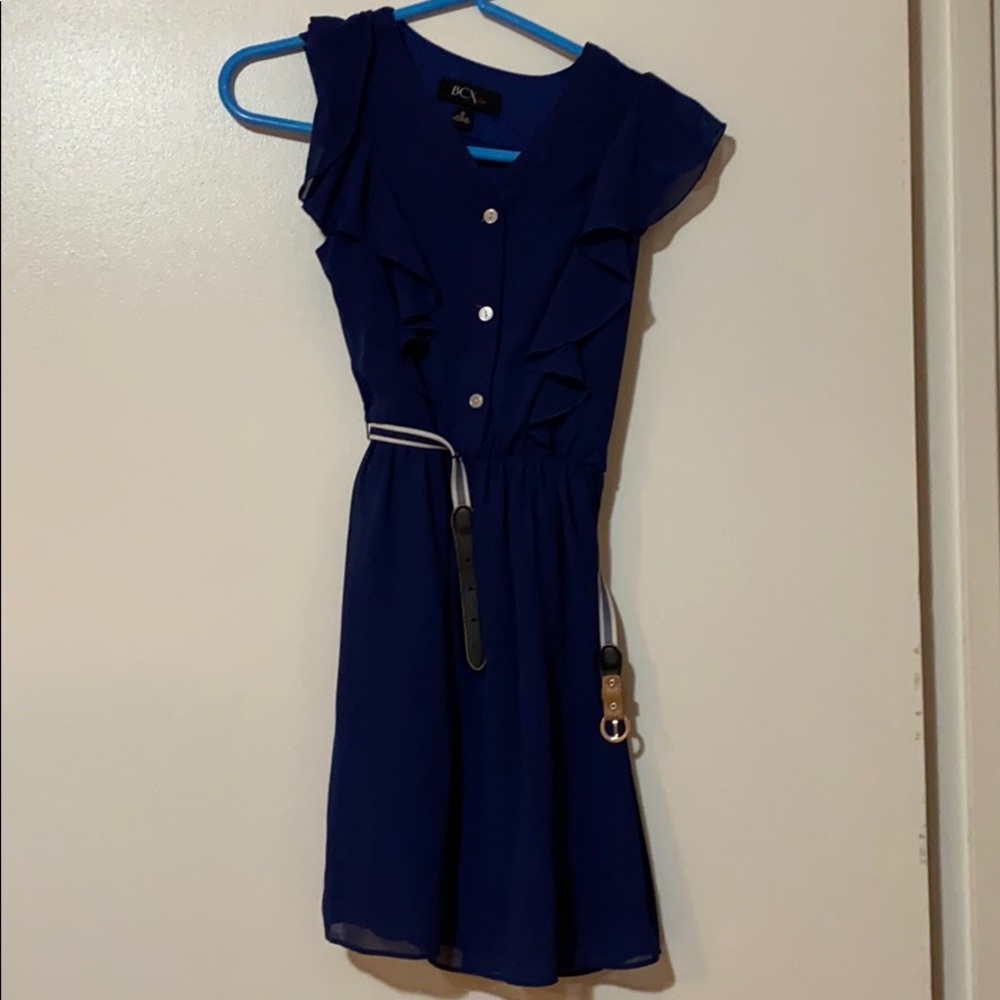 Girls navy blue dress with belt
